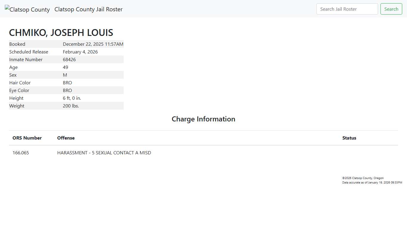 Clatsop County Jail Roster